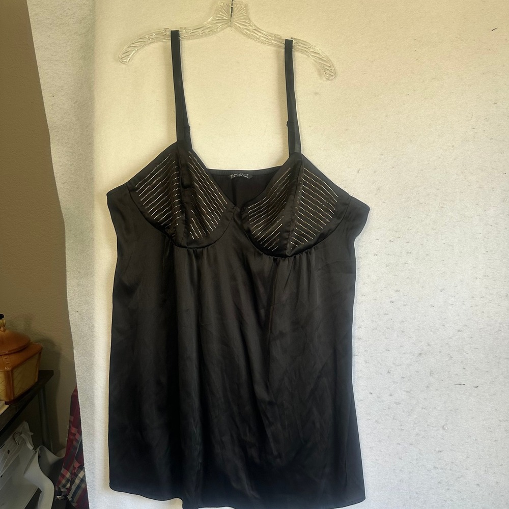 Bloomchic Black Satin Studded Bust slip dress Top US 18-20 Adjustable Strap